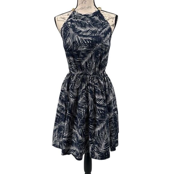 MICHAEL MICHAEL KORS Palm Stretch Organic Cotton Poplin Cutout Dress Medium - Picture 3 of 10